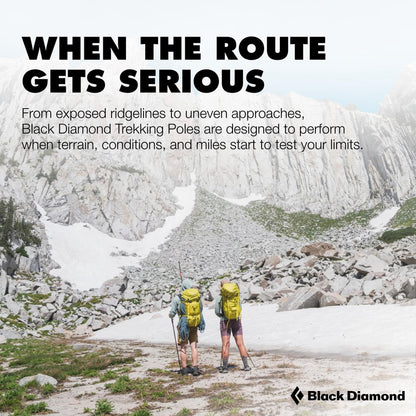 BLACK DIAMOND Pursuit FLZ Trekking Poles (Pair) | Adjustable Z-Pole Design | Natural Cork Grips | Lightweight Aluminum Hiking Poles | Black-Octane | Small/Medium