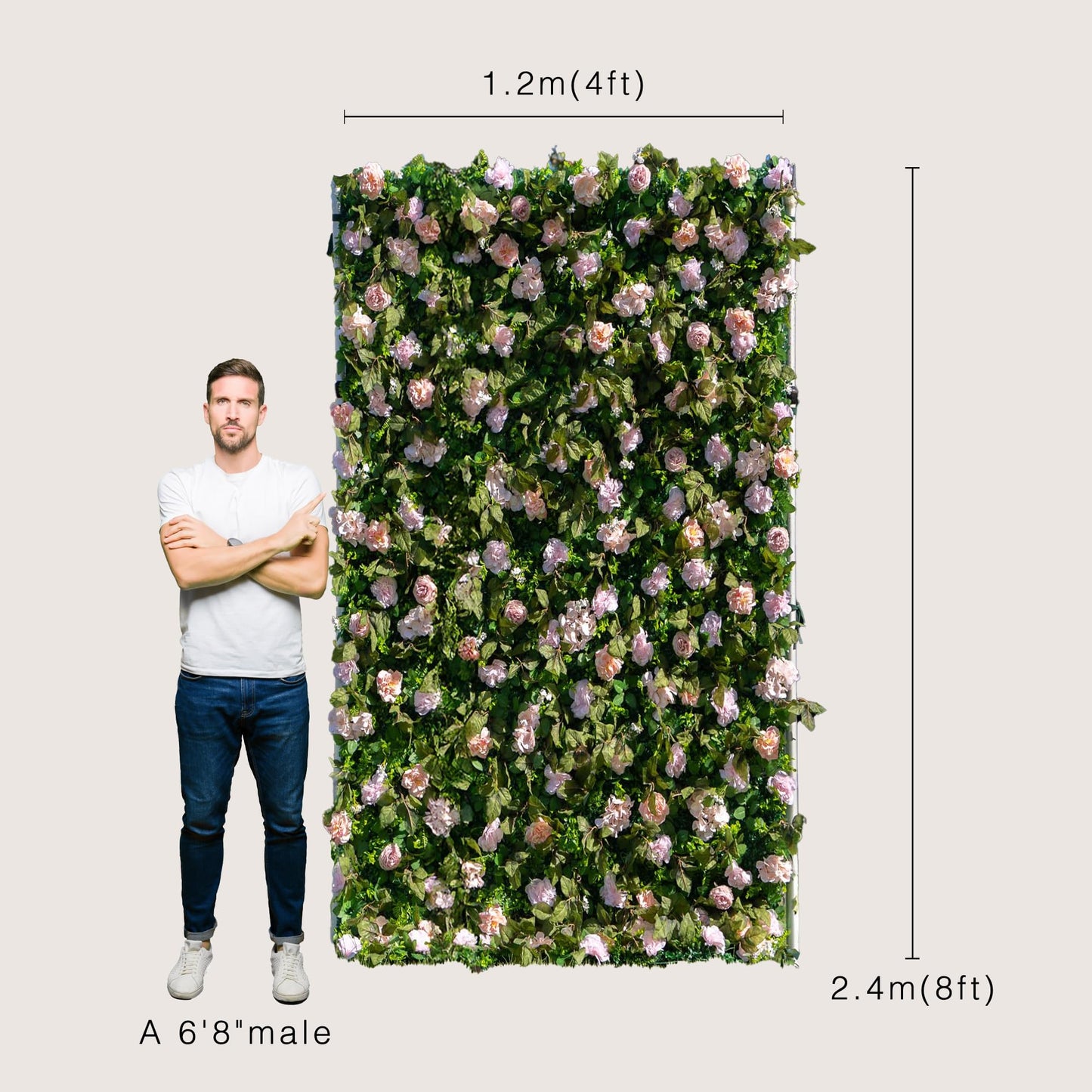 Artificial Luxury‌ Flower Wall Panels, Gorgeous 3D Silk Floral Backdrop for Wedding, Baby Show, Party and Home Decor, Quick Assembly/Storage, Both Eco ＆ Pet Friendly