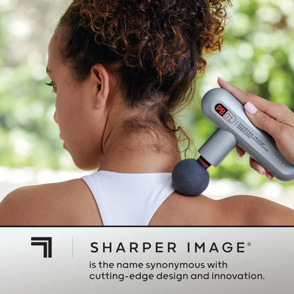 Sharper Image Percussion Massage Gun, Powerboost Move, Lightweight & Portable, 4 Attachments, 4 Speeds, Full Body Back & Shoulder Massager for Deep Tissue Muscle Recovery, Pain Relief & Soreness