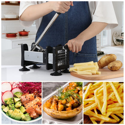 Redhoney French Fry Cutter Stainless Steel Potato Cutter With 1/2" and 3/8" Commercial Grade Blades, Vegetable Cutter Chopper for Vegetables, Cucumbers, Potatoes