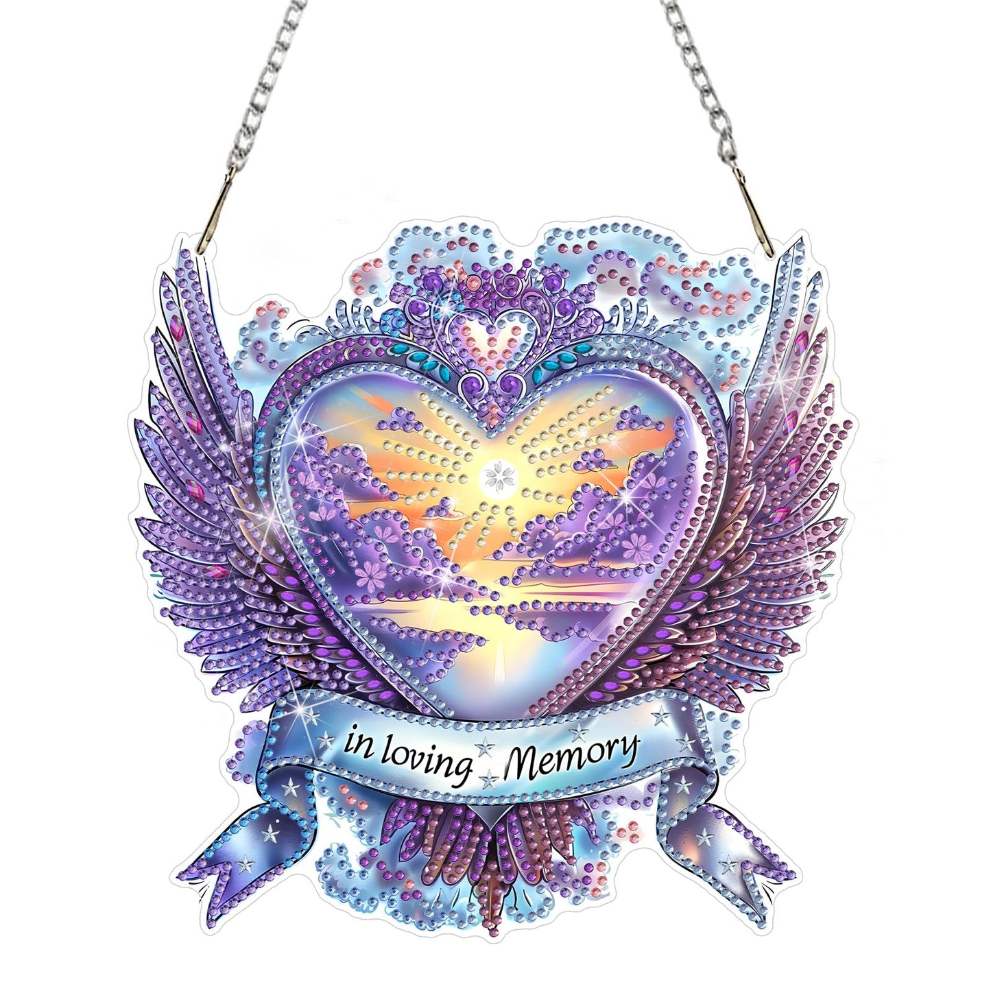 DOMROM Diamond Art Hanging Kits for Adults, Heart Special Shaped Diamond Painting, Gem Art Suncatchers Ornament, Rhinestone Decor for Home Garden Window Wall Decor