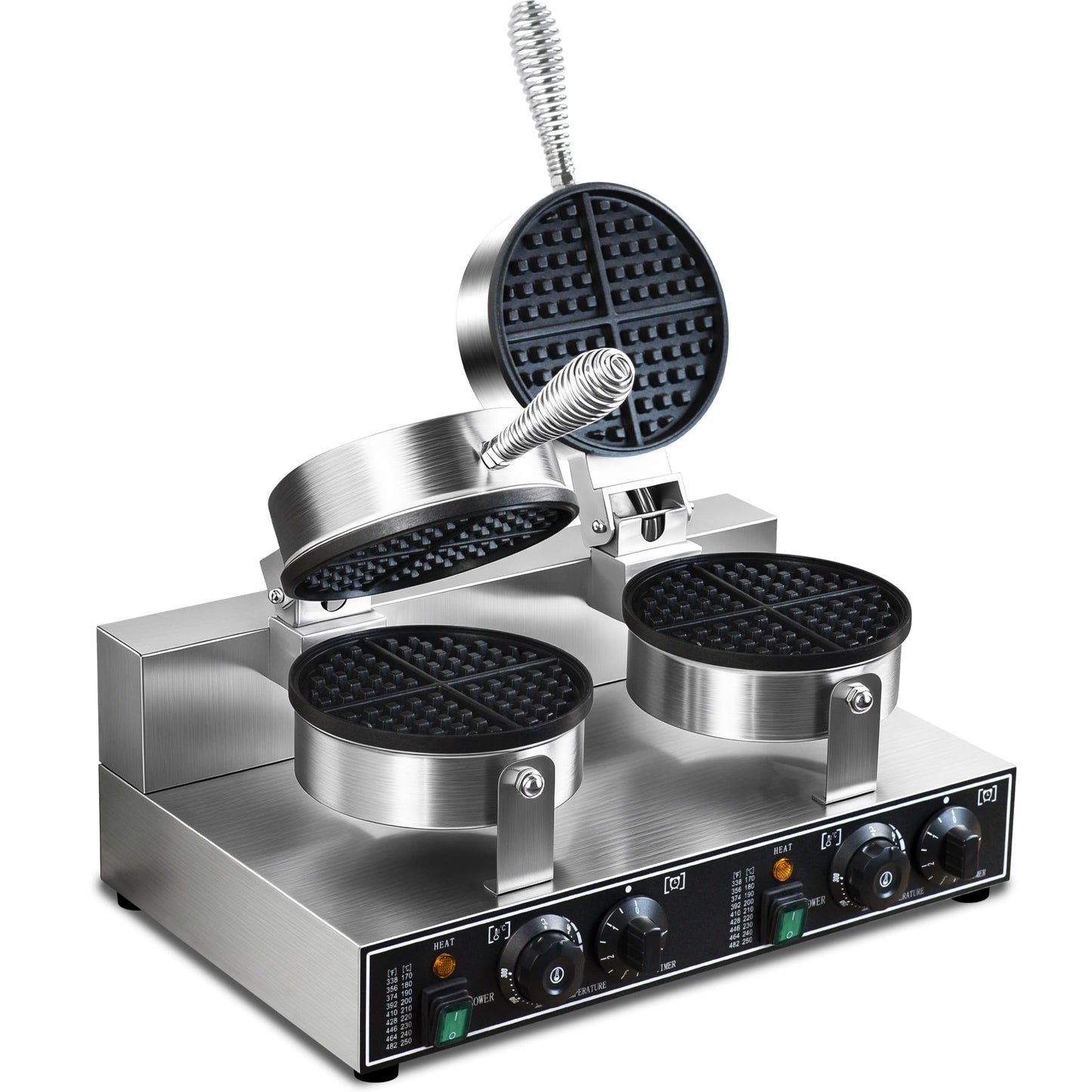 110V 2600W Commercial Double Waffle Maker,Non-Stick Commercial Waffle Baker,Stainless Steel Belgian Waffle Iron for Restaurant Party Food Stall, Bakery Snack Bar Family