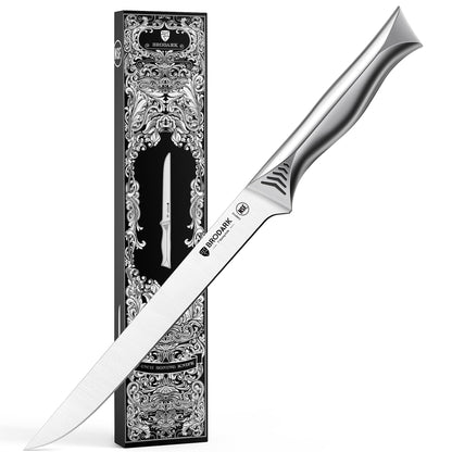 BRODARK Boning Knife - 7" Deboning Knife for Meat Cutting - High Carbon Stainless Steel, One Piece Design Fillet Knives - NSF Certified, Shark Series