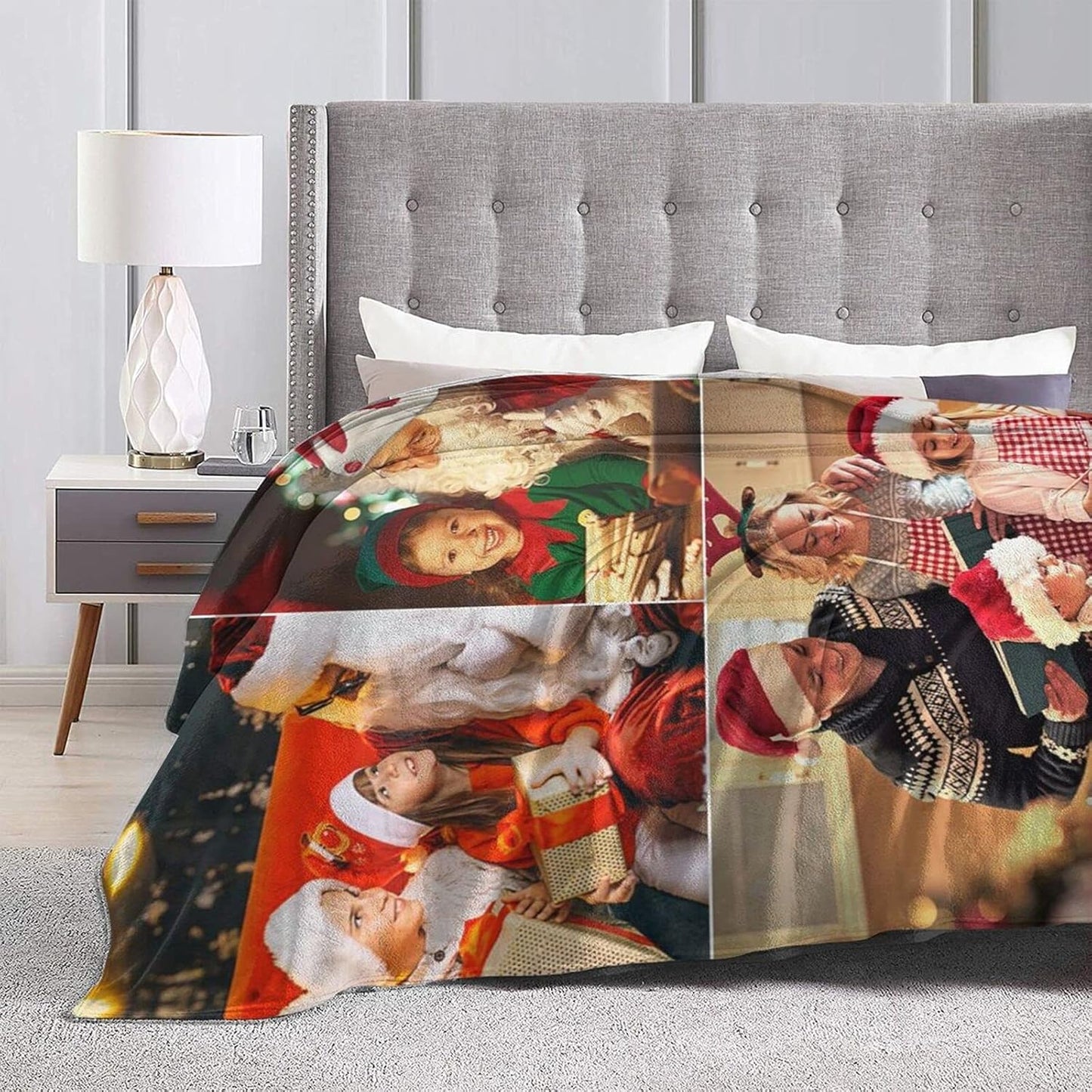 QETXVI 60"x 80" Custom Blanket with Photos Text Customized Blanket Personalized Flannel Throw Blankets for Adult Kid