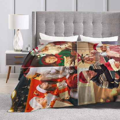 QETXVI 60"x 80" Custom Blanket with Photos Text Customized Blanket Personalized Flannel Throw Blankets for Adult Kid