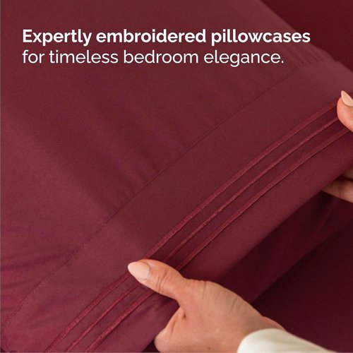 Cal King Size Sheet Set by Hotel Luxury | 4-Piece Comfy, Breathable & Cooling Bedding - Deep Pockets, Soft, Wrinkle-Free - Oeko-Tex Certified - Burgundy