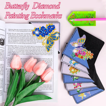 WIVICO 8 pcs Diamond Painting Bookmarks, DIY Diamond Art Kits for Adults, Book Corner - Protecting Bookmark Craft Supplies Kits for Book Lovers (Butterfly)