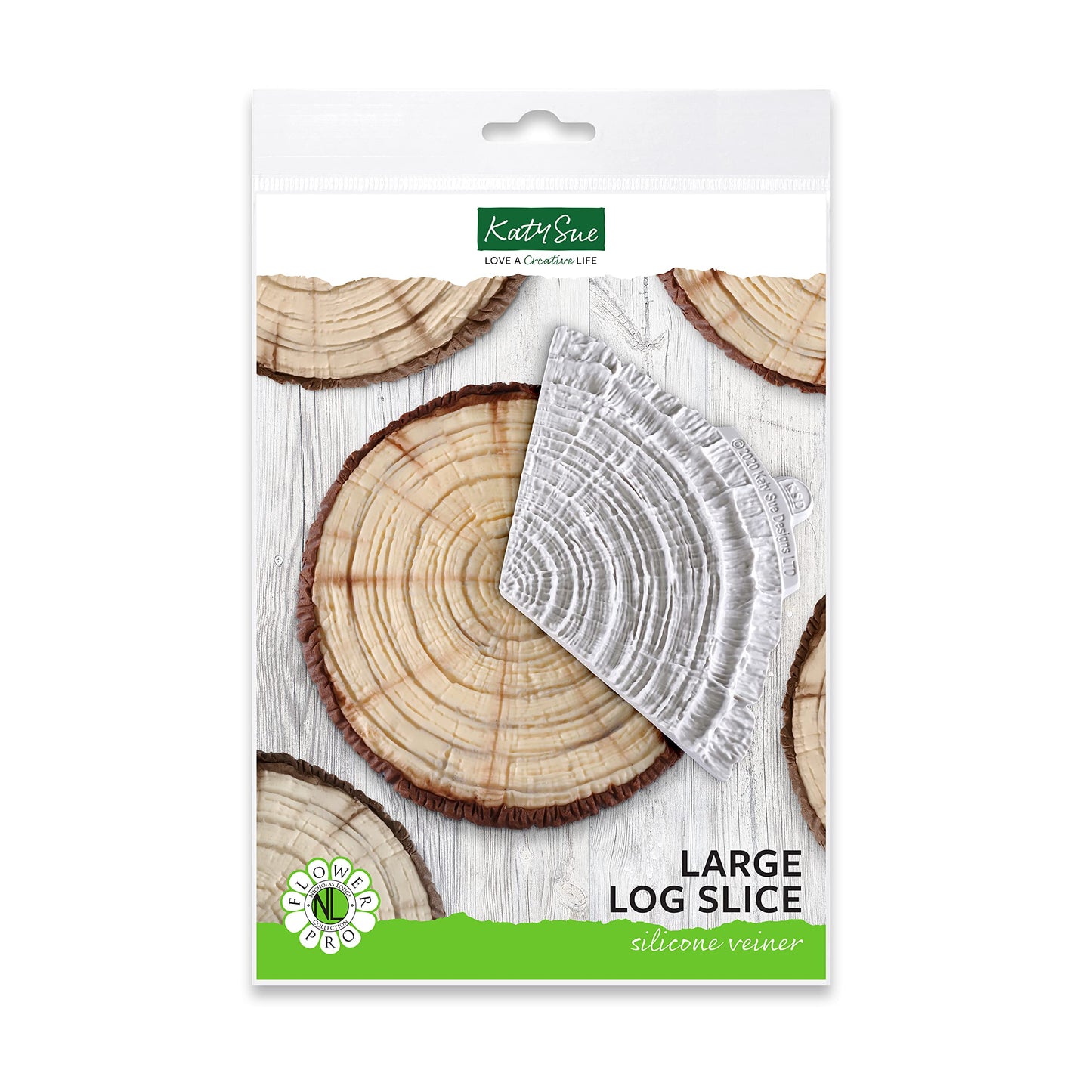Flower Pro Large Log Slice Veiner Silicone Mold for Cake Decorating & Crafts. Makes 1/3 of a Circle Top for an 8 Inch Cake. For Fondant, Sugar Paste & Air Dry Clay from Katy Sue Fondant Molds