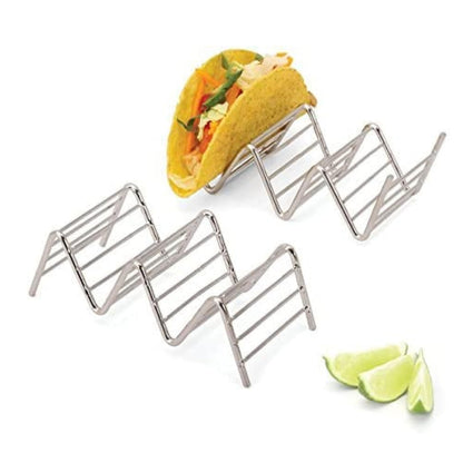 Taco Holders Set of 2 Premium Stainless Steel Stackable Stands, Each Rack Holds 2 or 3 Hard or Soft Tacos, Five Styles Available By 2lbDepot