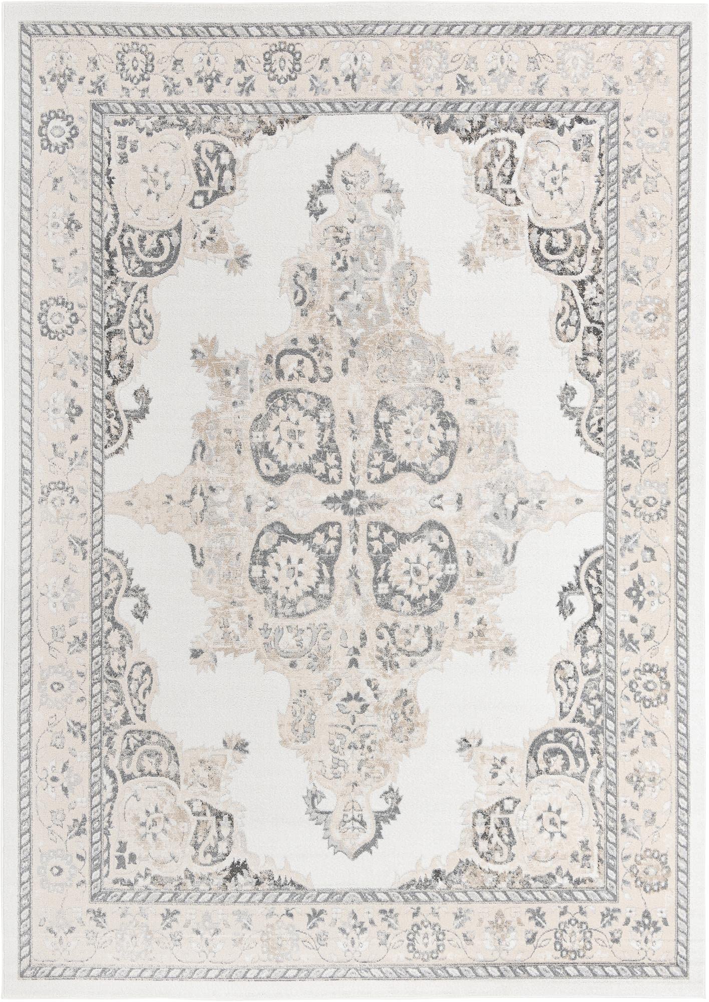 Unique Loom Parker Collection Area Rug - Merakli (10' x 14' Rectangle, Ivory/ Black)
