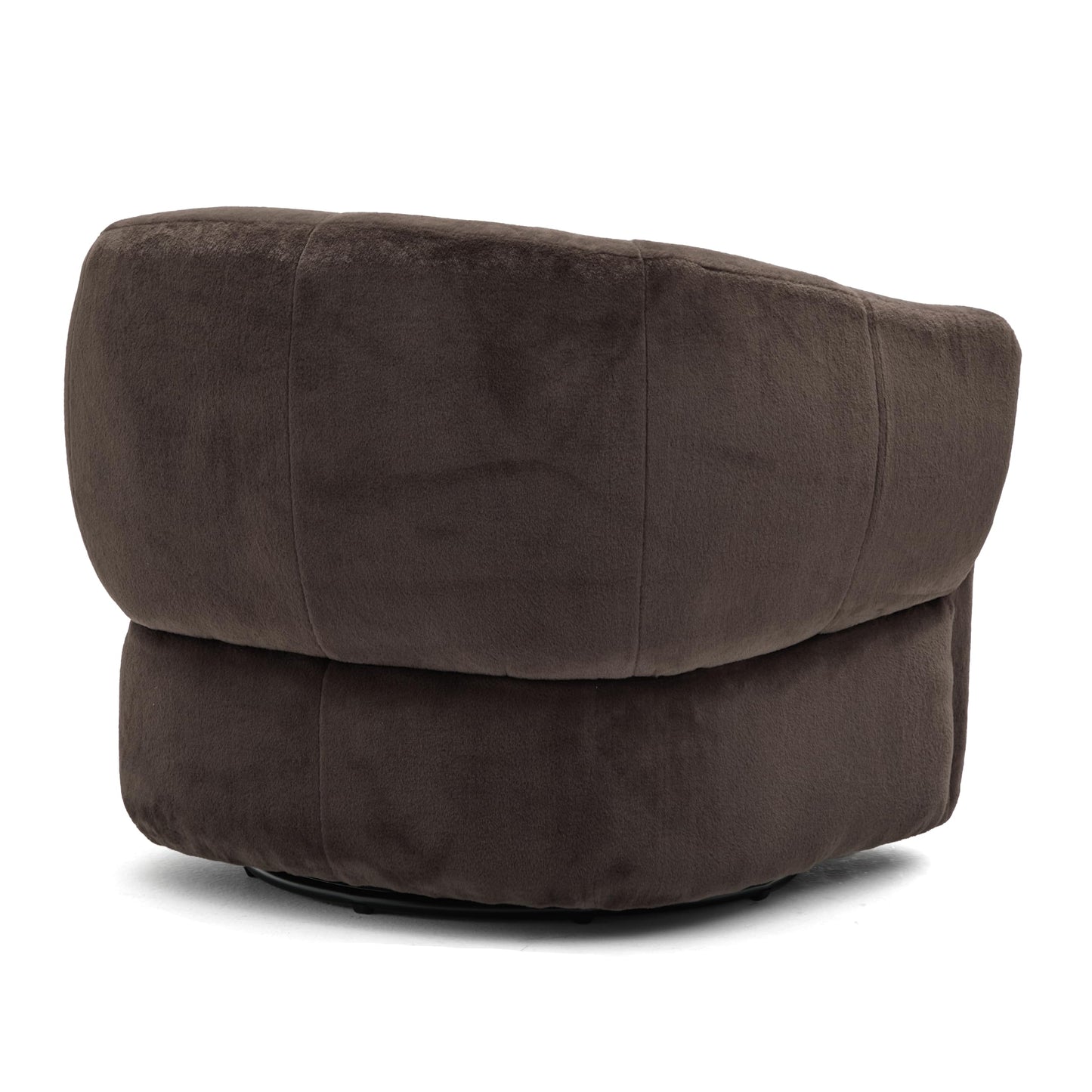Christopher Knight Home Manie Plush Fabric 360° Swivel Accent Chair, Solid Wood Living Room Swivel Barrel Chair, Rotating Single Lounge Sofa, Comfy Reading Armchair, Dark Brown