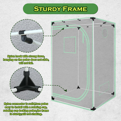 Green Hut Grow Tent for Plants Indoor 48"x48"x78" Mylar Hydroponic Grow Tents Indoor Grow Room for Plant Fruit Flower Veg with Observation Window & Removable Waterproof Floor Tray