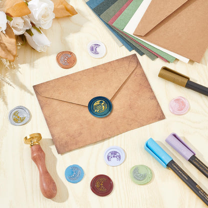 CRASPIRE Turtle Wax Seal Stamp Moon Star Retro Sea Animal Sealing Wax Stamp 30mm Removable Brass Head with Rosewood Handle for DIY Scrapbooking Invitation Gift Wrap Envelopes Wine Packages