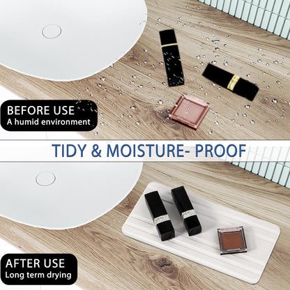 Skiennix Water Absorbing Stone Tray - Quick Drying Diatomite Coasters for Bathroom & Kitchen Sink | 2PCS Set