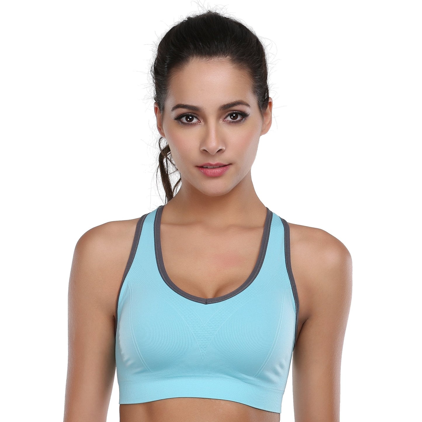 BAOMOSI Women's Seamless Racerback Sports Bra High Impact Support Yoga Gym Workout Fitness Black Blue Grey Purple Rose Red M