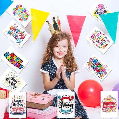 Pinovk 100 Pack Happy Birthday Postcards - Assortment Bulk Birthday Postcards Blank Happy Birthday Postcards 4x6 Inches, 10 Unique Designs, Ideal for Kids, Men, Women, and Elderly