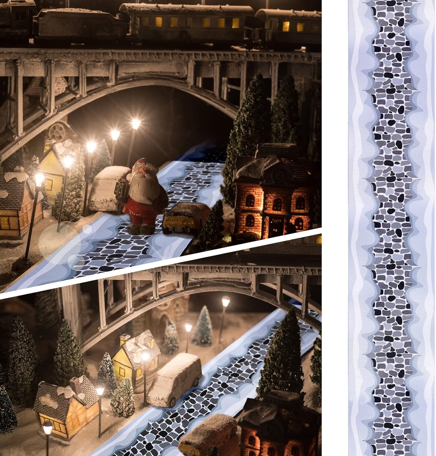Haull Christmas Village Accessories - Snow Cobblestone Road Mat for Christmas Village Landscape, 4.7 x 47.2 Inch