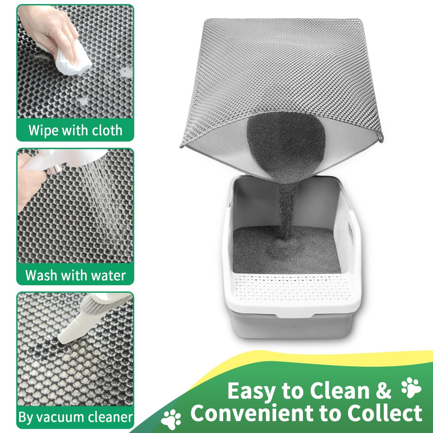 GRELY 35''X 25'' Large Litter Mat, 2 Layer Cat Litter Mat Litter Trapping Mat,Litter Box Mats for Floor, Cats Litterbox Catcher Rug for Kitty Pet, Waterproof Urine Proof,Non-Slip
