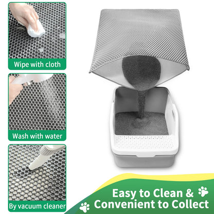 GRELY 35''X 25'' Large Litter Mat, 2 Layer Cat Litter Mat Litter Trapping Mat,Litter Box Mats for Floor, Cats Litterbox Catcher Rug for Kitty Pet, Waterproof Urine Proof,Non-Slip