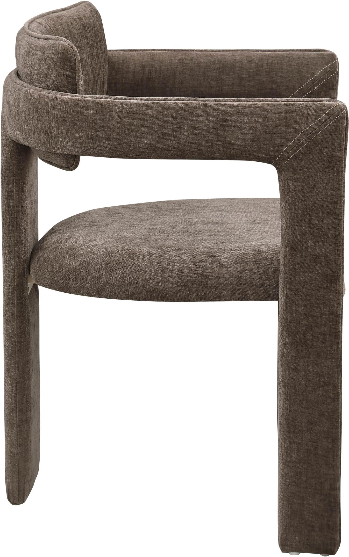 Meridian Furniture 11084Brown-C Brenda Collection Modern | Contemporary Dining Arm Chair/Accent Chair with Soft Brown Chenille Fabric, 23" W x 22.5" D x 31.5" H, Brown, Set of 2