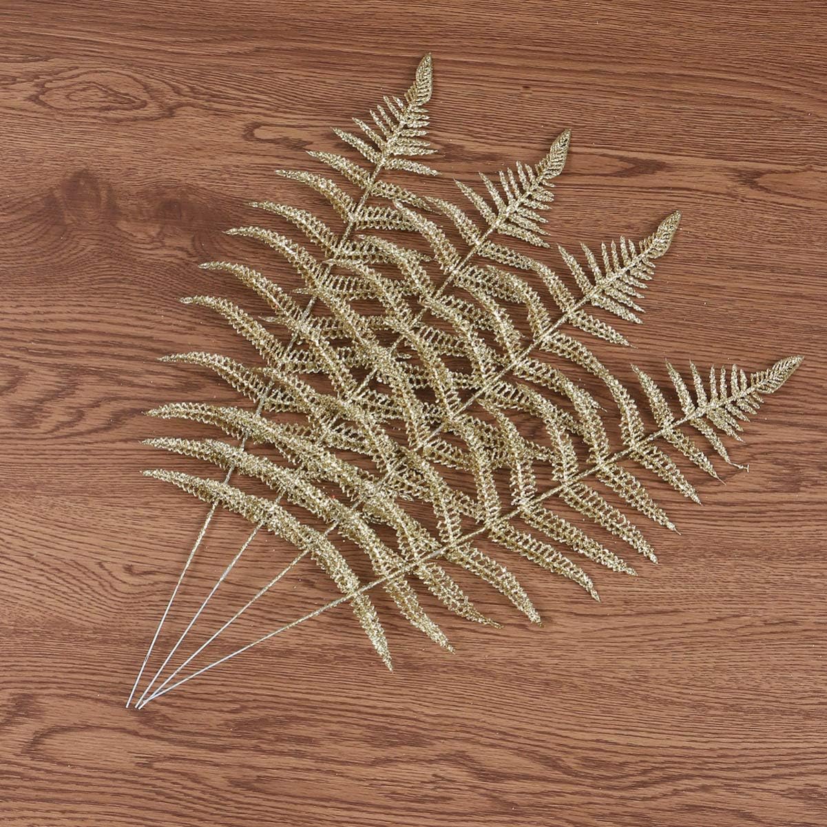 NUOBESTY 12pcs Christmas Artificial Flashing Leaves, Xmas Tree Hanging Ornament for DIY Wreath Crafts & Decorations