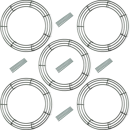 Upstout 5-Pack 14 Inch Wire Wreath Frame – Round Metal Wreath Form with Ring Design for DIY Crafts, Floral Projects, and Home Decor – Dark Green Wire Frame for Christmas Holiday & Weddings