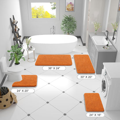 OLANLY Bathroom Runner Rugs - Extra Soft Chenille Bath Mats | Quick Dry, Machine Washable, 44x24, Clay