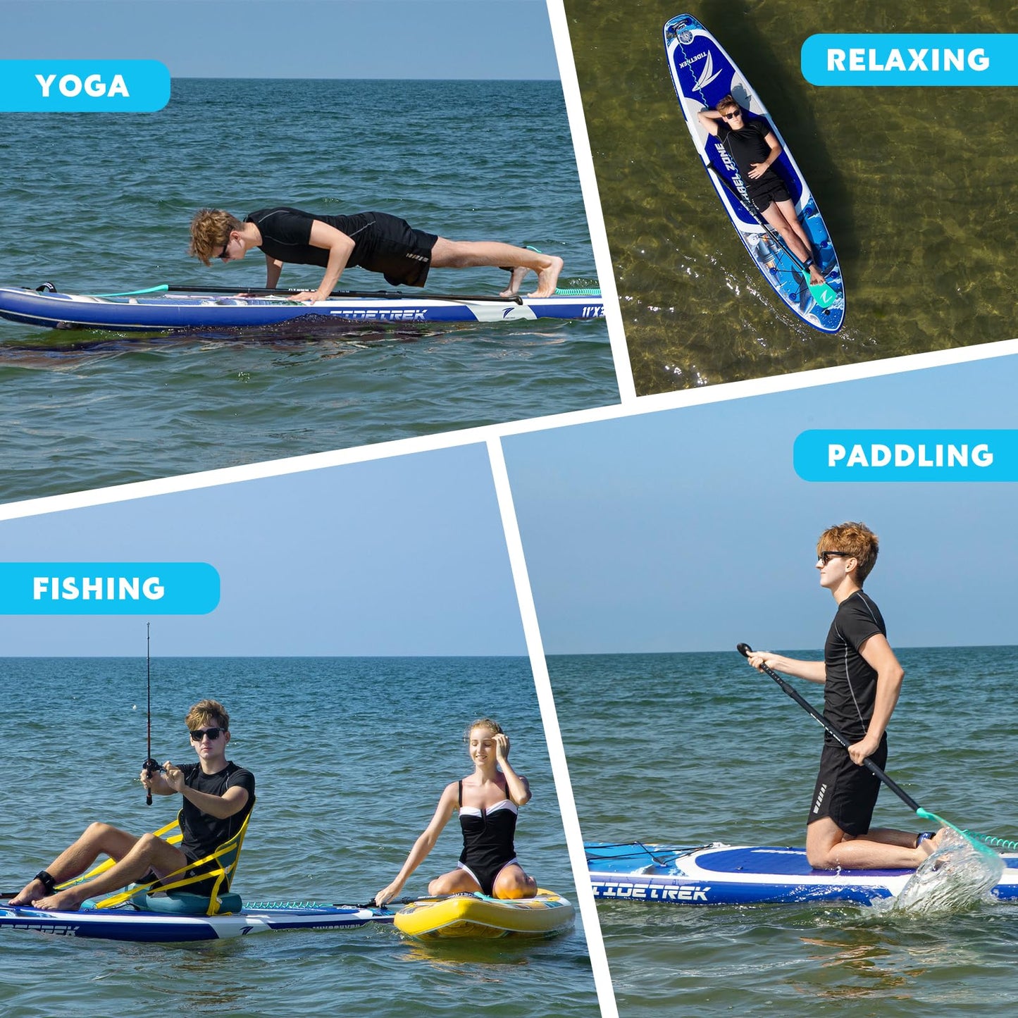 TIDETREK 11'/11'6" x 33"/34" x 6" Inflatable SUP Paddle Board – Extra-Wide, Stable Stand Up Paddle Board with Premium Full Accessory Set for Adults & Youth (Whale Dream, 11'x33 x6)
