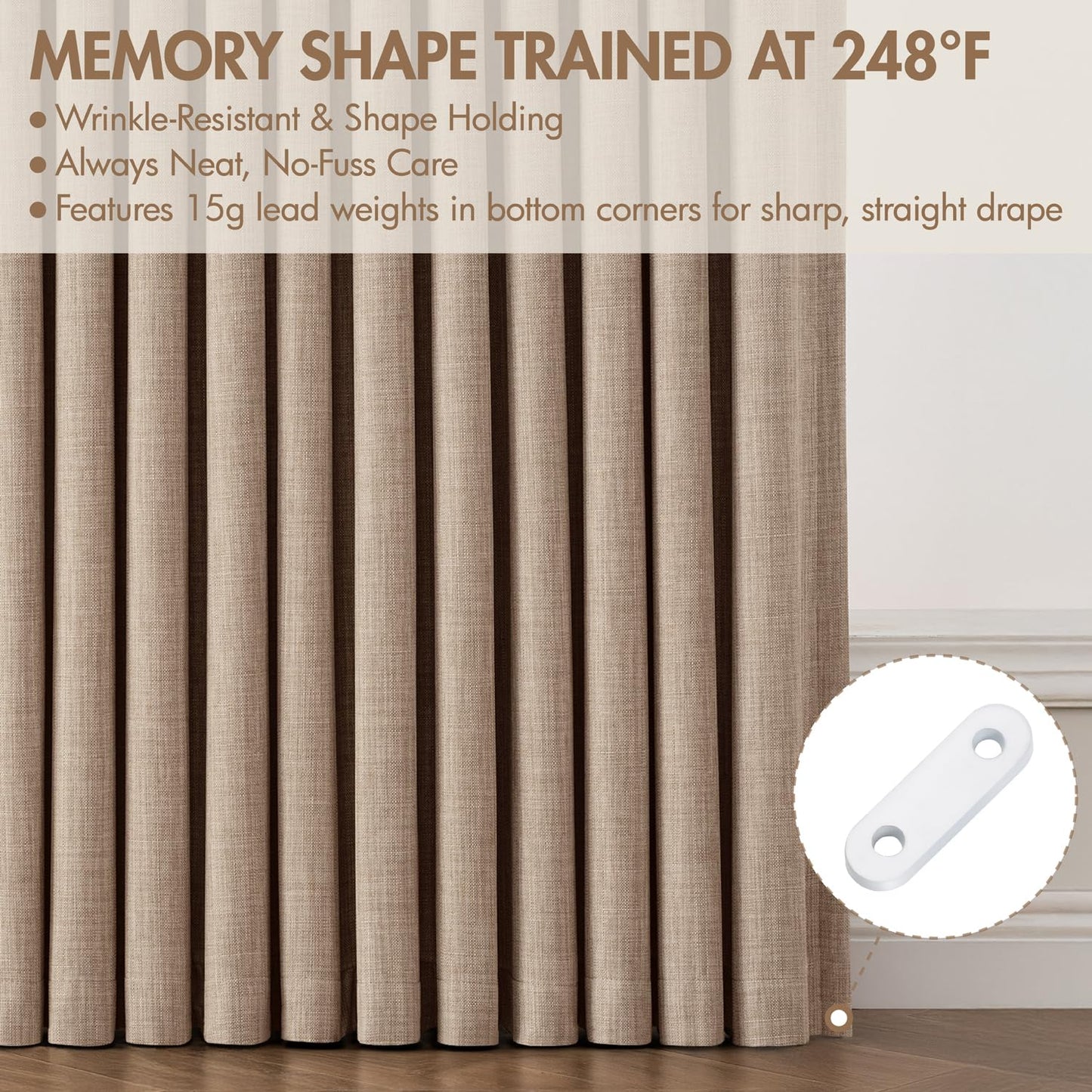 MIULEE Pinch Pleated 100% Blackout Curtains 108 Inch Long 4 Panel Set for Bedroom Thick Linen Memory Trained Pleat Living Room Darkening Back Tab Double Layer Thermal Insulated Drapes, Linen
