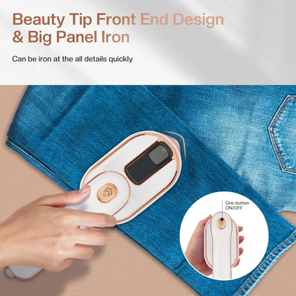 Mini Steam Iron, 970W Portable Steamer for Clothes, 180° Rotatable Handheld Steamer for Home Travel (White)