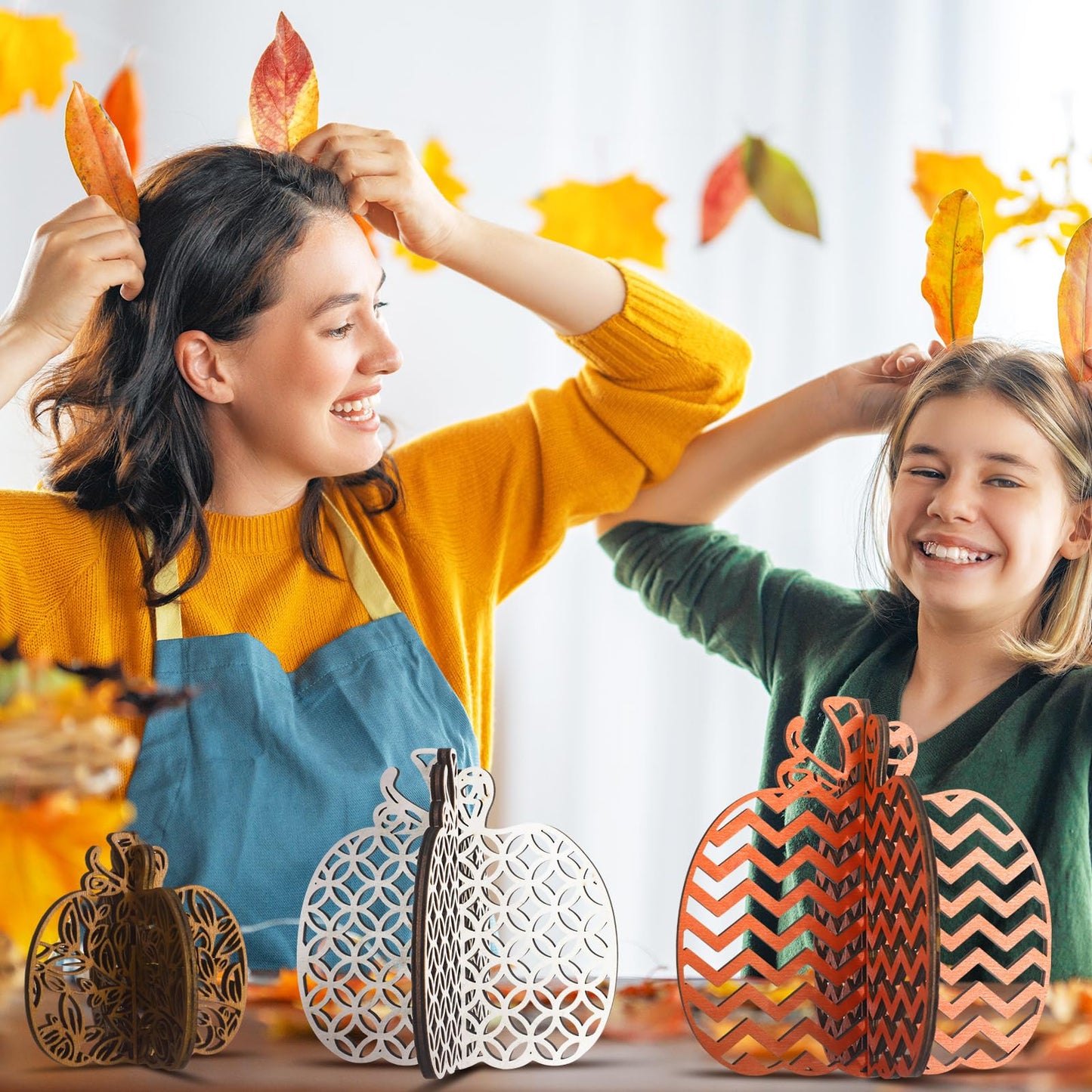 Soaoo 12 Pieces Thanksgiving Wooden Table Signs Pumpkin Wood Table Decoration Thanksgiving Tiered Tray Decoration Fall Centerpieces Harvest Block Sign Farmhouse Decorations for Home Party Indoor