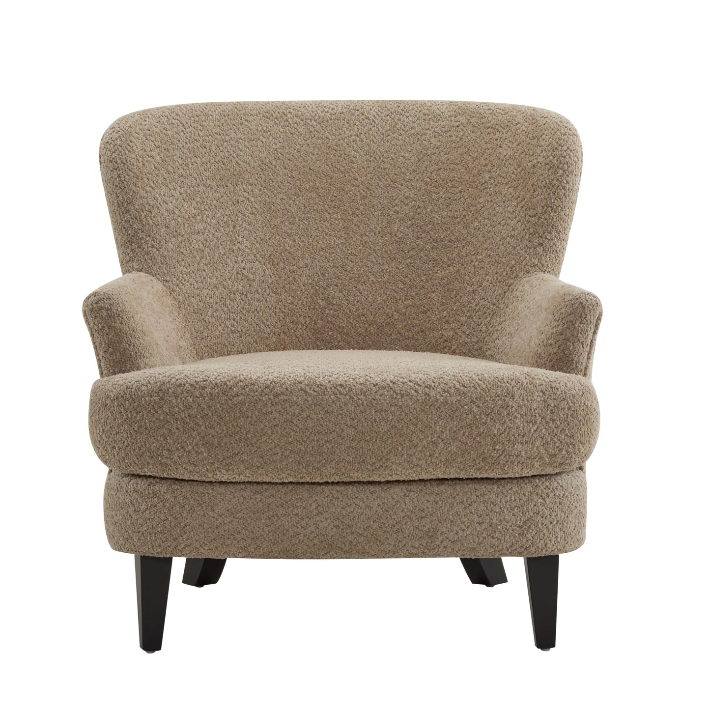 Christopher Knight Home Winnie Accent Chair and Ottoman Set, Living Room/Bedroom Wooden Comfy Reading Chair with Footrest Stool, Boucle Upholstered Wingback Single Sofa, Brown