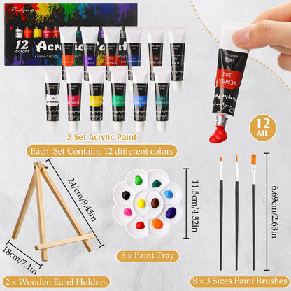 Cholemy 36 Pcs Paint and Sip Kit for Adults 8''x10'' Pre Drawn Canvas for Painting DIY Afro Acrylic Painting Kit Wood Easel Brushes Date Night Bulk for Father's Day Party Gifts(Charming Lady)