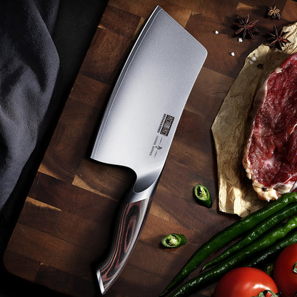 HOSHANHO Cleaver Knife 7 Inch, Ultra Sharp Japanese High Carbon Steel Vegetable Meat Cleaver, Multifunction Chopper Butcher Knife for Home Kitchen and Restaurant