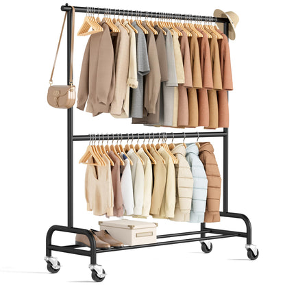 MISSLO Heavy Duty Clothes Rack and Rolling Clothes Racks for Hanging Clothes
