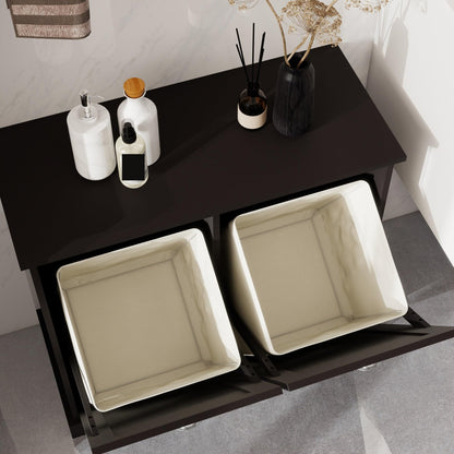Contemporary Storage Cabinet, Two-Compartment Tilt-Out Laundry Sorter Cabinet, for Bathroom Hallway,for The Kitchen