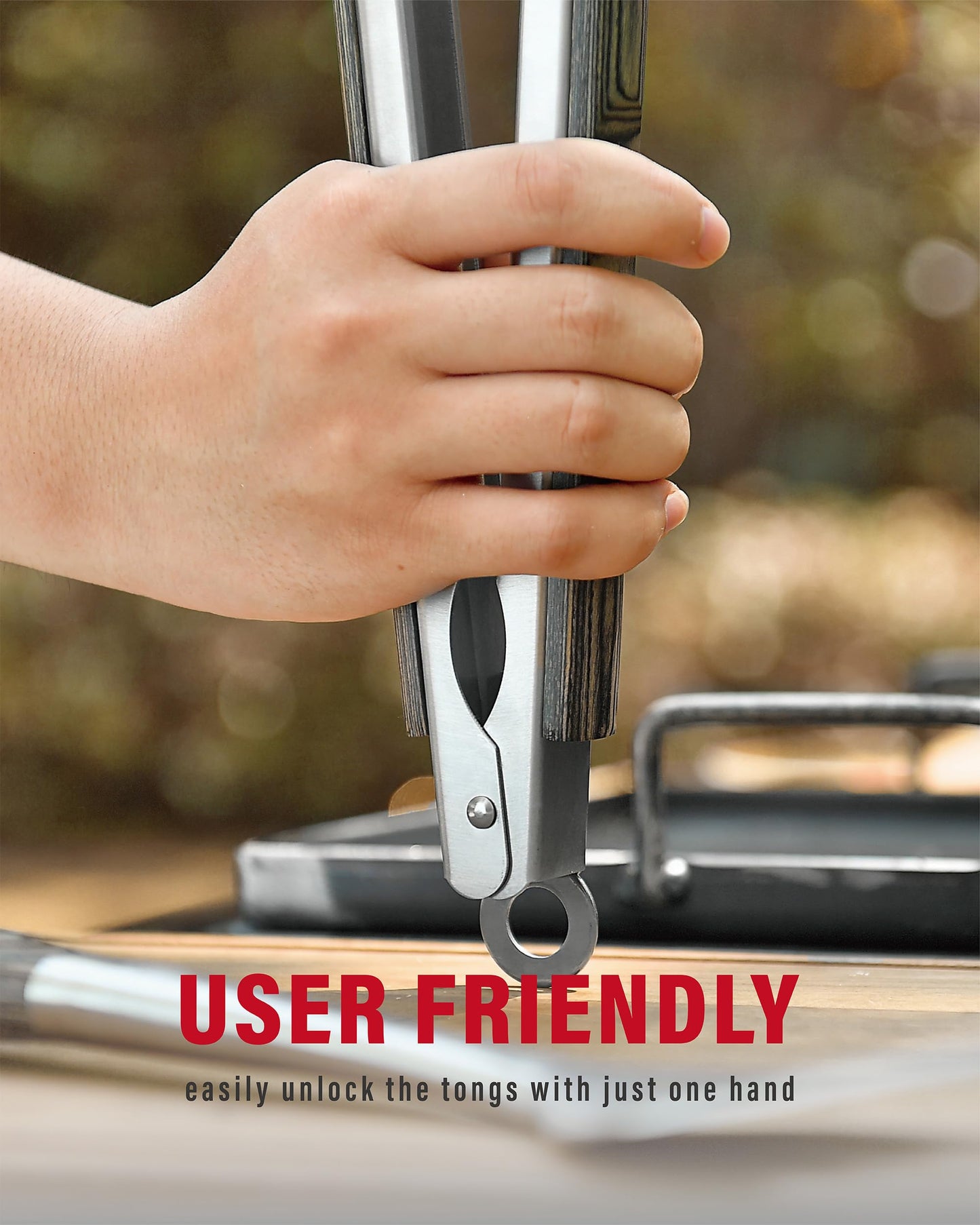 Grilaz Stainless Steel BBQ Tool Set with Veined-Dyed Wooden Handles | Heavy Duty Grilling Accessories | 3-Piece Outdoor Barbecue Grill Utensil Set with Spatula, Fork, and Tongs - Ideal Gift for Men…