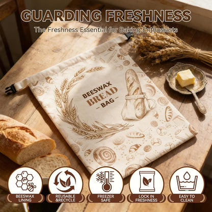 WGXY 2 Pack 17x13-Inch Use(2 pack 1 Reusable Beeswax Bread Bags for Sourdough & Homemade Bread, Cotton Storage Bags