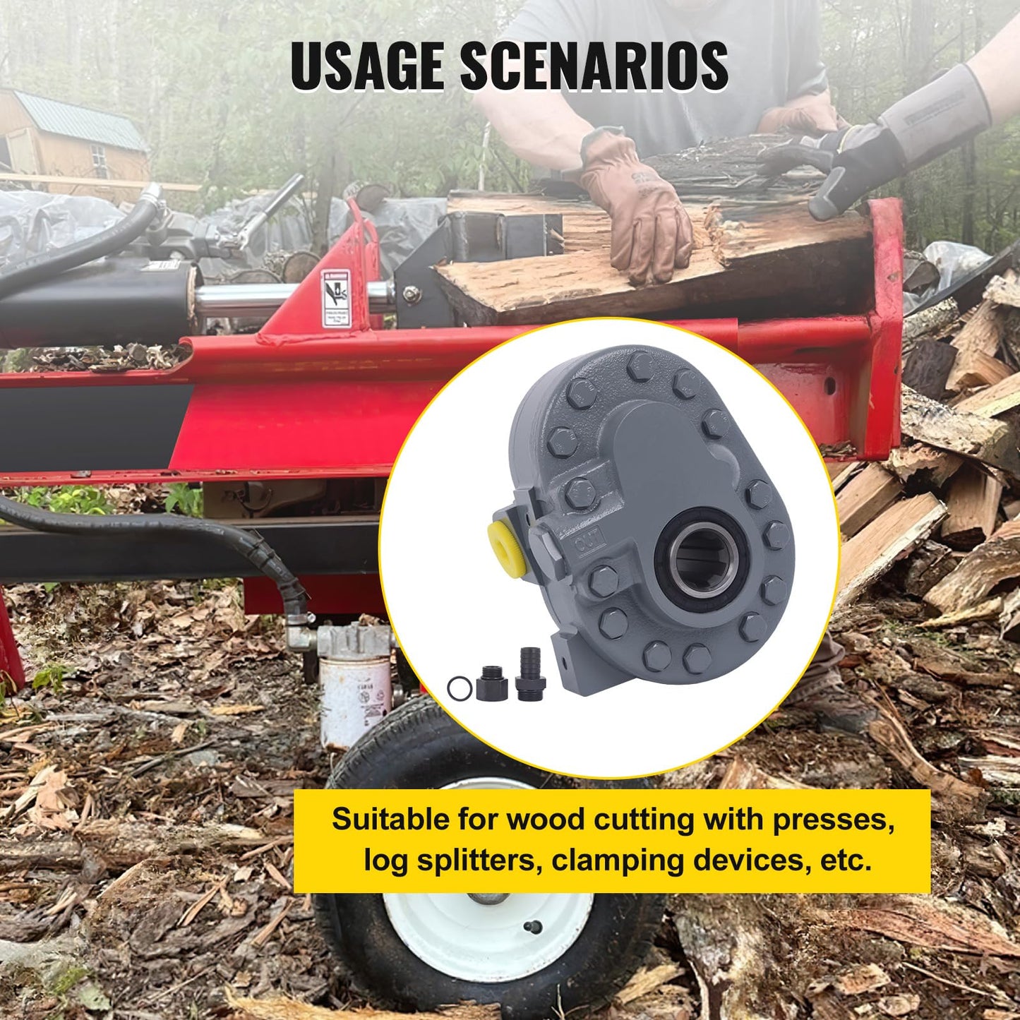 Hydraulic PTO Pump 7.4 GPM, Hydraulic Motor 540RPM 2500PSI, Hydraulic Power Take Off Pump SAE 16" Inlet and SAE 12" Outlet for Dump Trailer, Log Splitter and Scissor Lift