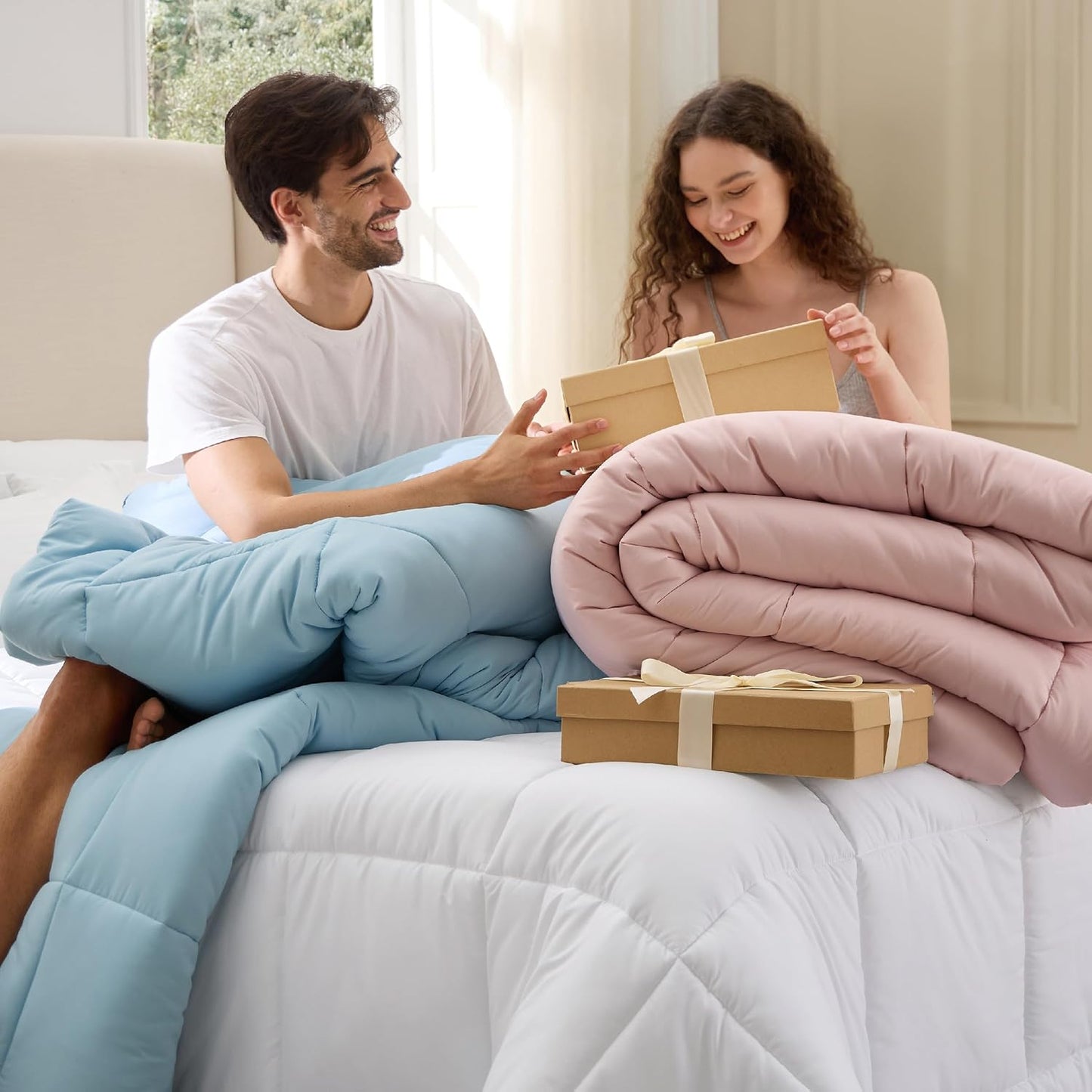 Bedsure Comforter Duvet Insert - Oversized King Size All-Season Down Alternative Bedding, Pink 116 x 98 Inches