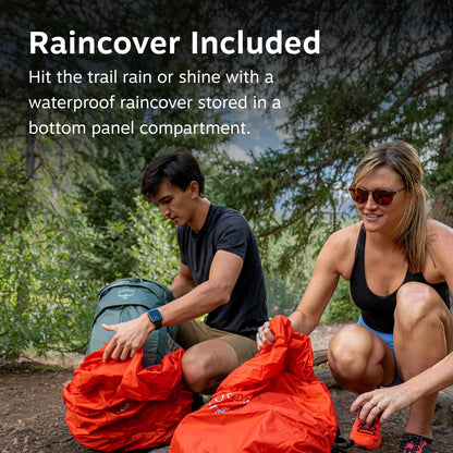 Osprey Stratos 44L Men's Hiking Backpack - Lightweight Backpacking Pack with Waterproof Raincover - Camping Bag, Raven Black