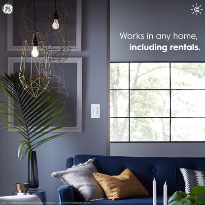 GE CYNC Smart Dimmer Light Switch, Neutral Wire Required, Bluetooth and 2.4 GHz WiFi 4-Wire Switch, Works with Amazon Alexa and Google Home, White Light Dimmer (1 Pack)