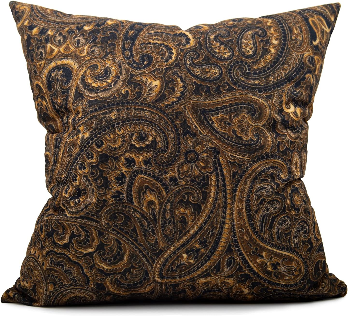 Pretty Brown Beige and Black Floral Paisley Decorative Throw Pillow Cover, 20X20 Inch Polyester Cushion Case