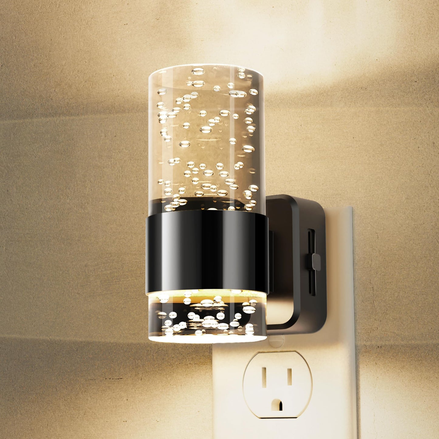 L LOHAS LED Night Light,Dimmable Night Lights Plug into Wall, 2 Pack Acrylic Nightlights with 0-100 LM Adjustable Brightness, 3000K Plug in Night Light with Dusk to Dawn Sensor, for Bathroom Hallway