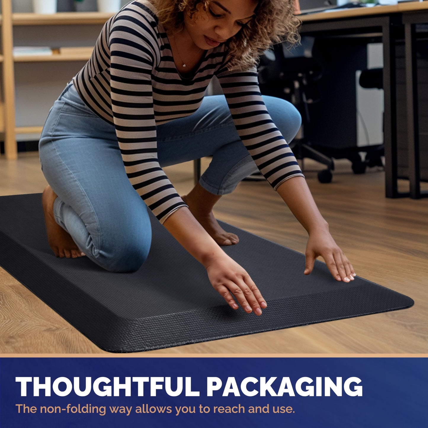 FEATOL Anti Fatigue Mat for Standing, 9/10 Extra Thick Ergonomic Standing Desk Mat, Comfort Memory Foam Standing Mat at Home,Office All Day (20" x 32", Black, 1PC)