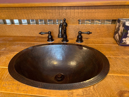 Simply Copper 19" Rustic Oval Copper Bathroom Sink Undermount or Drop-In