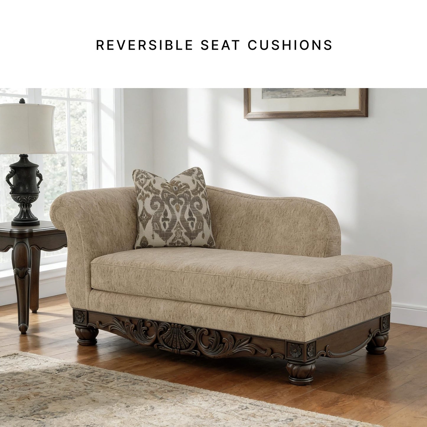 Signature Design by Ashley Havenworth Classic Anti Sag Right-Arm Facing Corner Chaise with Reversible Seat Cushion and 1 Accent Pillows, Beige & Dark Brown