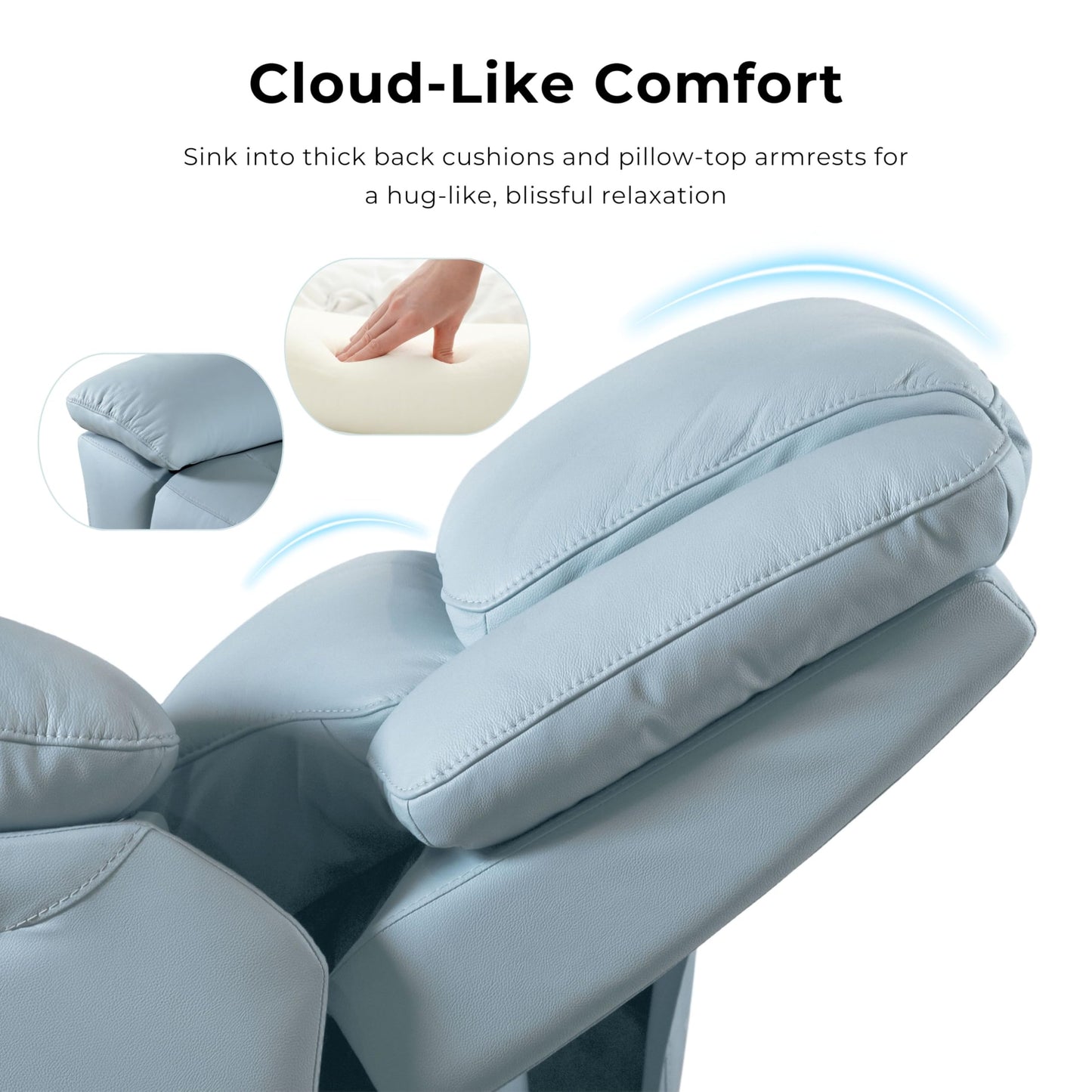 Furniture of America Sorin Modern Leather Recliner Chair with Pillow Armrests and High Density Foam, Reclining Sofa, Comfortable Couch for Living Room, Office, FSC Certified, Dark Gray