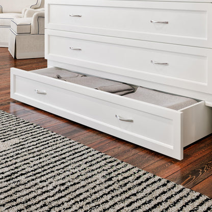 AFI Northfield Queen Size Murphy Bed Chest with Mattress, Storage, & Built-in Charger in White