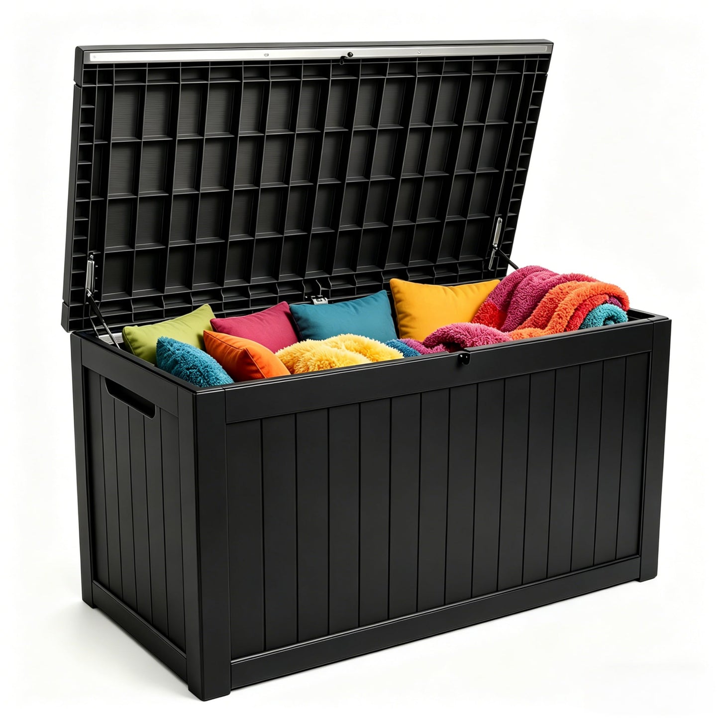 MAKINO 271 Gallon Large Resin Outdoor Storage Box, Waterproof Deck Box, Lockable Deck Container with Reinforced Support, Outdoor Chest for Patio Accessories, Outdoor Cushions, Garden Tools, Black